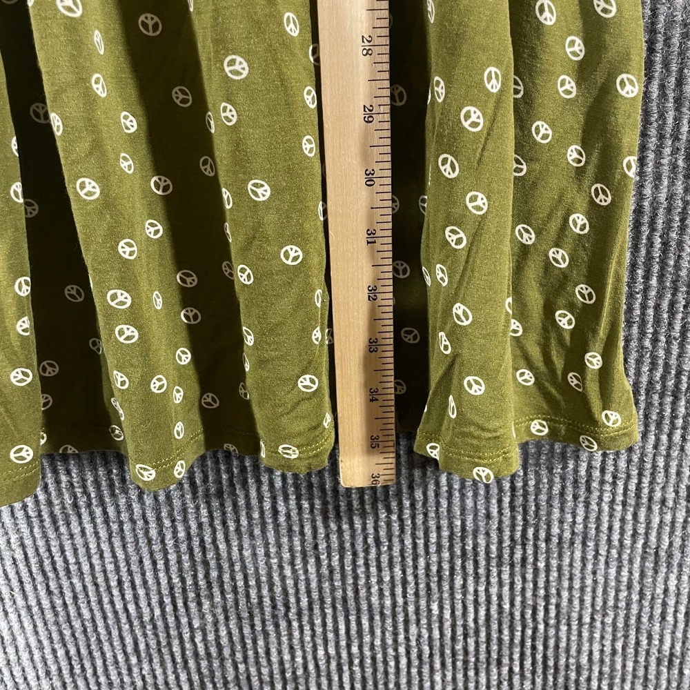 Modcloth Dress Womens Small Green Short Sleeve Peace Signs Hippie‎ Lightweight - Picture 7 of 10